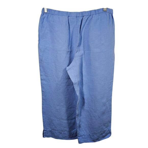 J. Jill Light Blue 100% Linen Pull-On Cropped Wide Leg Pants Size M Petite - Picture 3 of 8